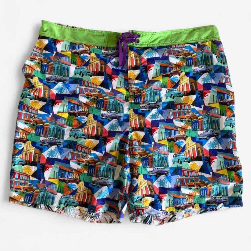 Robert Graham Swim Trunks 3XL Miami Vice Art Print Big Tall Beach